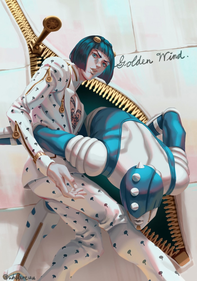 JoJos Bizarre Adventure: All Star Battle, JoJos Bizarre Adventure: Golden Wind, fan art, 1080P, short hair, black hair, anime boys, Sticky Fingers, blue eyes