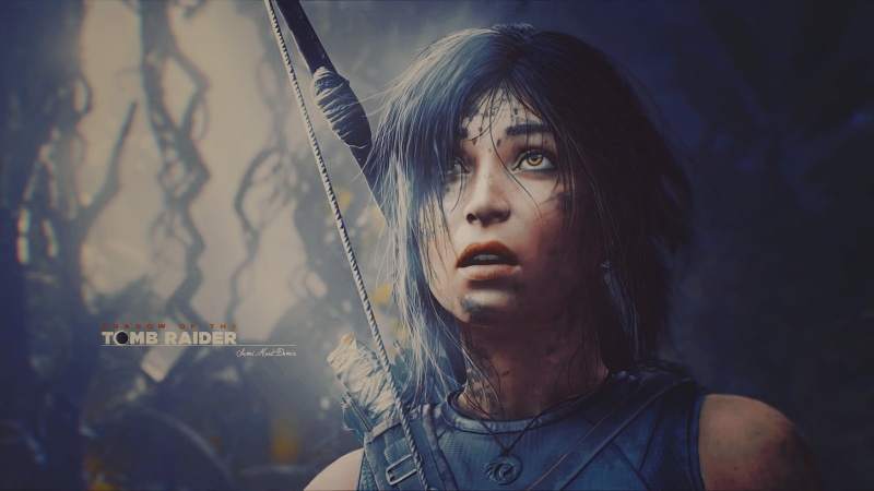 Tomb Raider, beautiful woman, adult, beauty, women, contemplation, portrait, focus on foreground, headshot, hair, video game characters, outdoors, looking