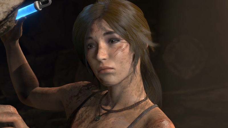 women, beautiful woman, Rise of the Tomb Raider, Tomb Raider, headshot, hair, Lara Croft, front view, mid adult, one person, portrait, arms raised, focus on foreground
