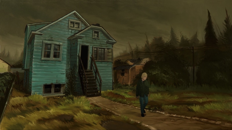 1080P, movies kurt cobain montage of heck digital art artwork men house trees grass painting kurt cobain