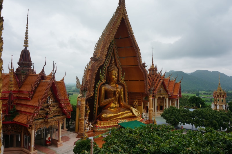 buddhism, travel destinations, ornate, buddha, asia, tiger cave temple, famous, faith, tham, landmark, nature, sua, spirituality, plant, gold colored, belief