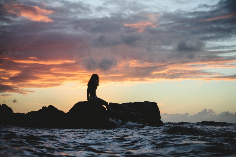 nature, one Person, serene People, water, woman, yoga, sea, tranquil Scene, rock, zen-like, orange color, sitting, golden, leisure activity, idyllic, women