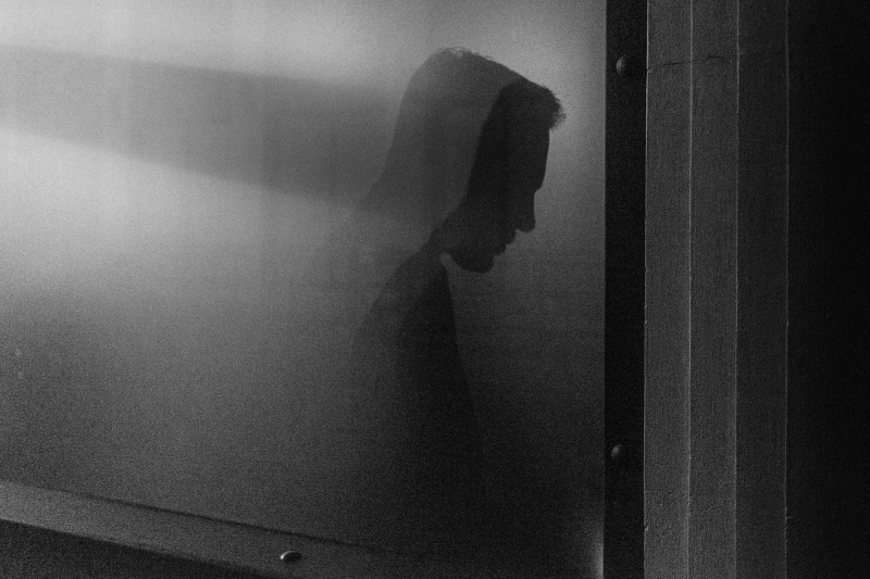 glass - material, wall - building feature, street, blacknwhite, grey, depression - sadness, standing, man, men, bnw, room, male, 4K, silhouette, inside