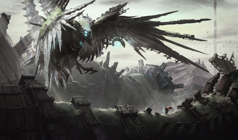 1080P, building, low angle view, art and craft, belief, video games, fantasy Art, Shadow Of The Colossus, architecture, incidental people, feather, religion