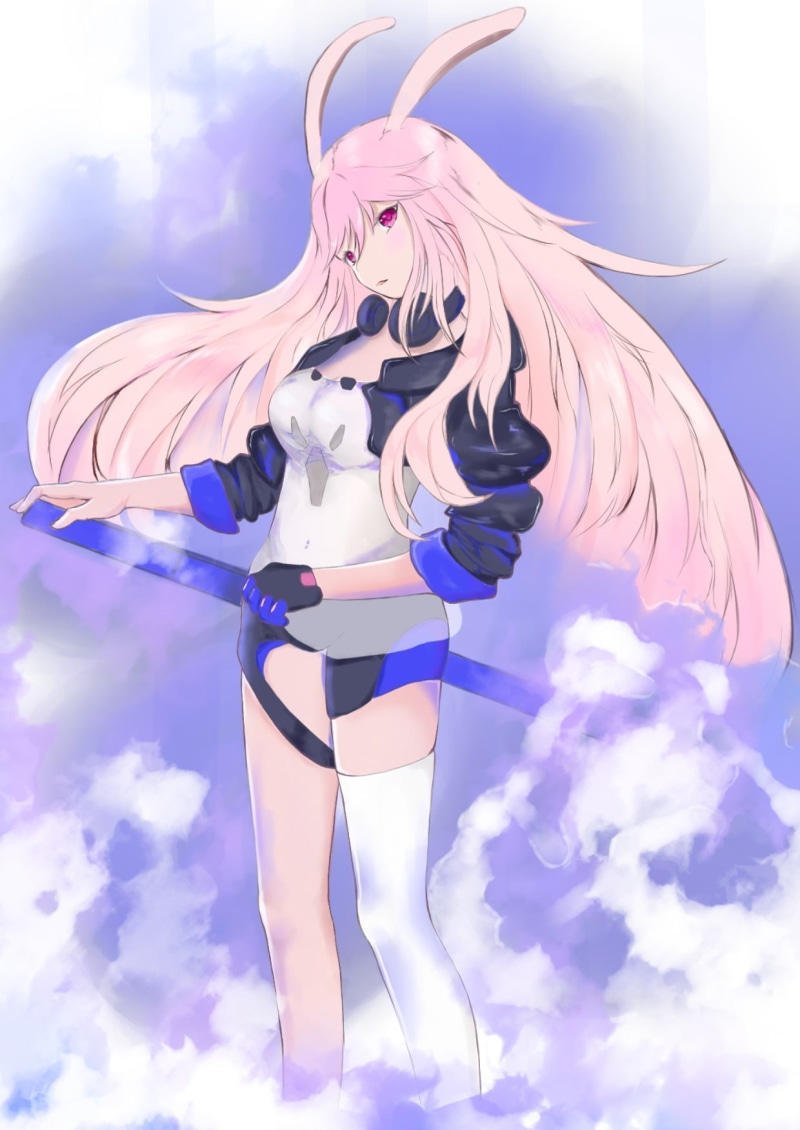 digital composite, anime girls, beautiful woman, outdoors, full length, young adult, nature, blue, adult, Yae Sakura (Honkai Impact), swimwear, sky, beautiful people