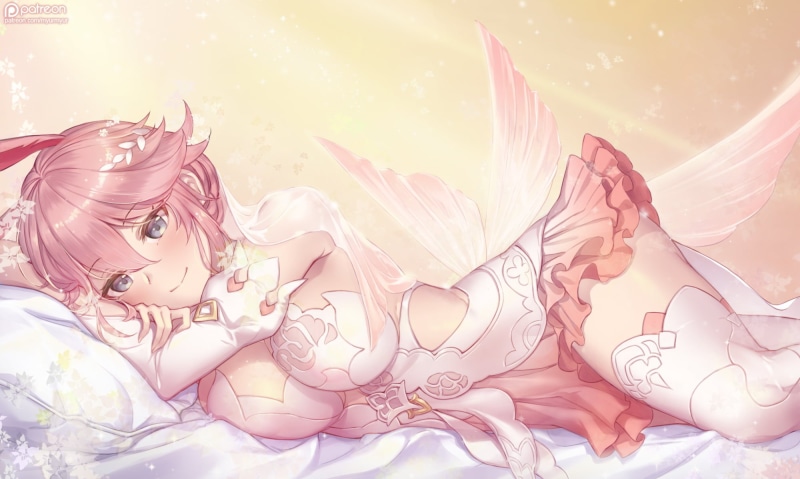 Yae Sakura (Honkai Impact), dress, anime girls, pink hair, Myurumyuru, Honkai Impact 3rd, 1080P, thighs, smiling
