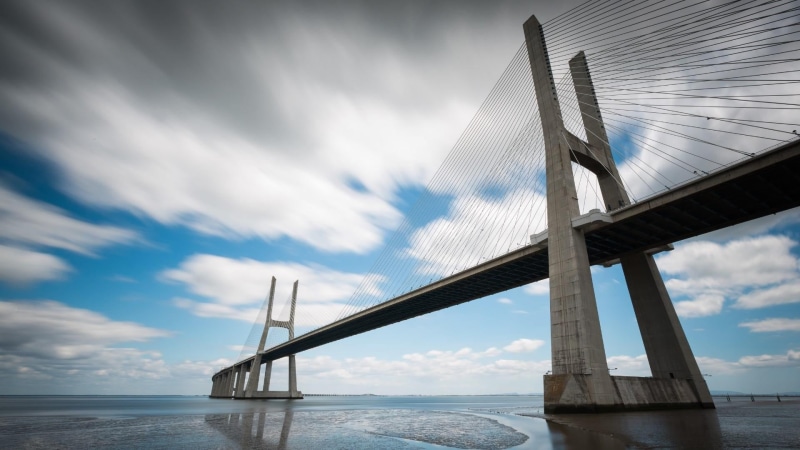 transportation, nature, motion, bridge - man made structure, water, built structure, beauty in nature, low angle view, no people, portugal, sky, architecture