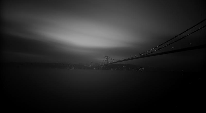 bridge, bay, photography, sky, nature, built structure, water, sea, night, dark, bridge - man made structure, fog, connection, 1080P, suspension bridge