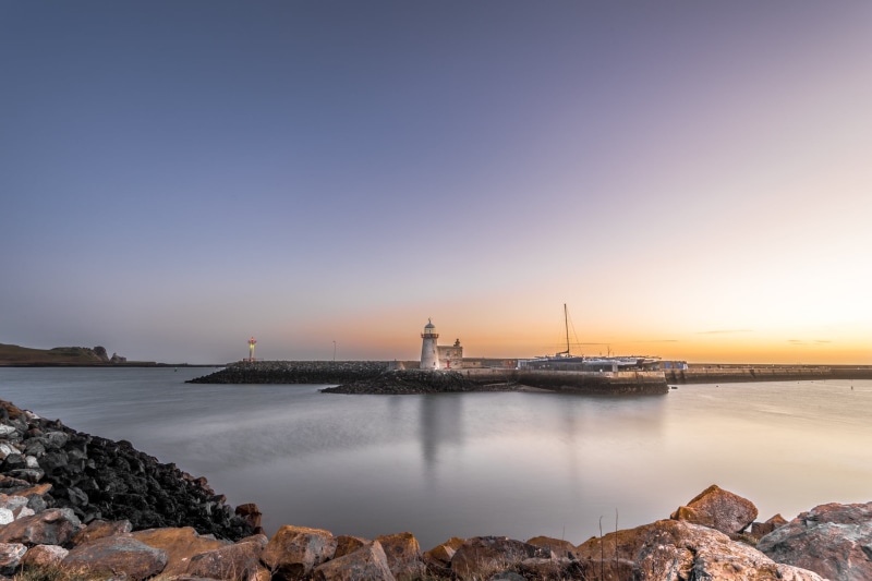 photo, motion, concrete, light, rocks, ireland, white, ultra, Howth, Sunrise, 1080P, body, sea, sunlight, konica minolta, travel, landscape, orange, photography