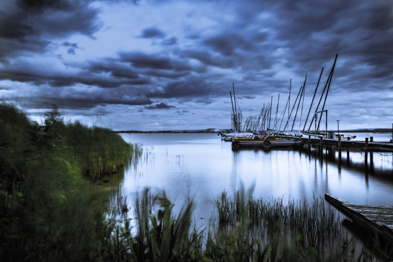 Niedersachsen, nature, dock, boats, Sea, Steinhuder Meer, Deutschland, Calm, sunset, cloudy, gray, landscape, tranquil Scene, 5K, sky, reflection, water
