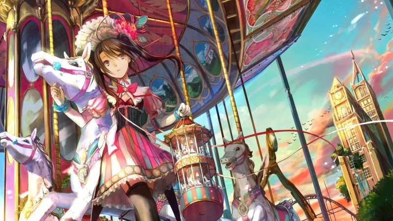 anime girls, leisure activity, amusement park, hat, incidental people, women, attraction, original characters, holding, standing, anime, arts culture and entertainment