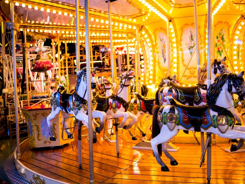 play, domestic, illuminated, selective, traveling Carnival, animal representation, animal, merry, old, amusement Park, recreational pursuit, round, go