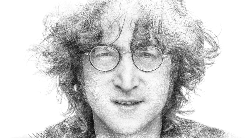 John Lennon, portrait, glasses, The Beatles, 2K, musician