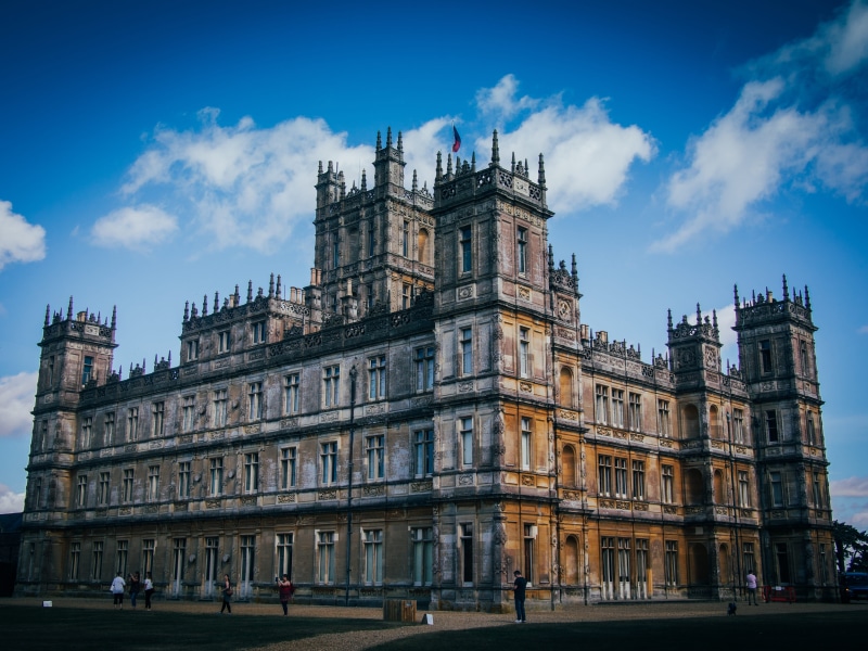 asphalt, steeple, outdoors, the past, tarmac, travel destinations, tower, england, city, 4K, nature, building, spire, highclere castle, tourism, manor house