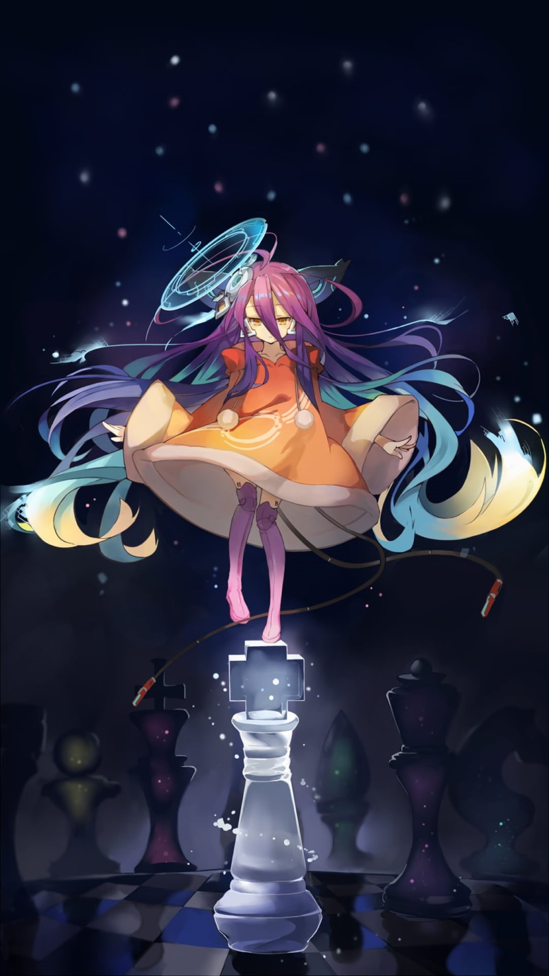 anime girls, stars, vertical, No Game No Life, anime, 1080P, chess, machine