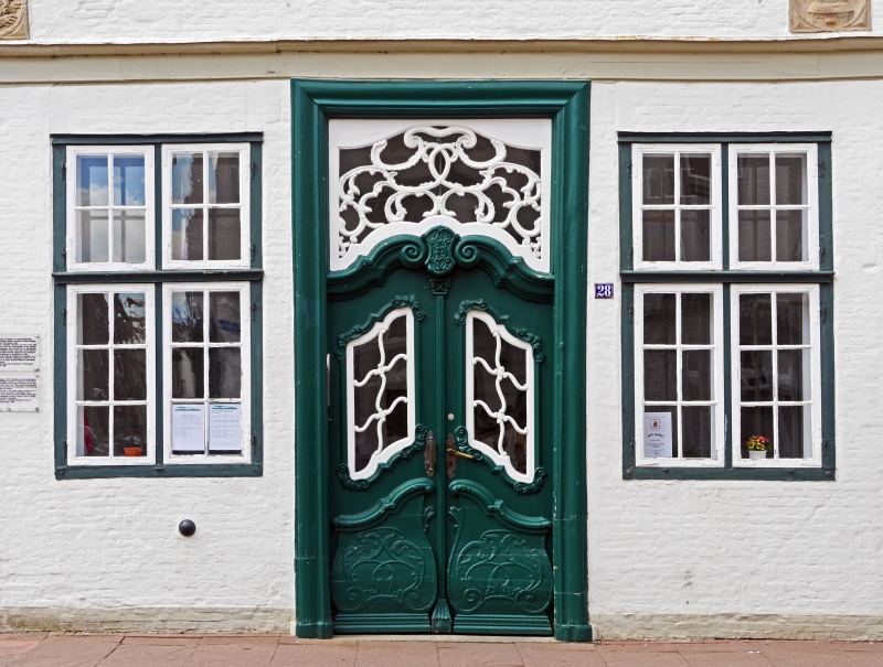 clinker brick house, building, closed, Input, outdoors, artfully, entrance door, front door, German, building exterior, north german, old, no people, architecture