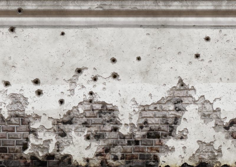 full frame, morbid, bullet holes, wall - building feature, plastered, architecture, textured, wall, 2K, low angle view, pattern, day, ruined, weathered