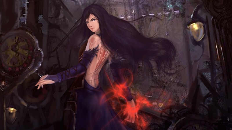 hairstyle, three quarter length, video games, clothing, hair, beautiful woman, adult, indoors, long hair, fashion, Shanoa (Castlevania), one person, young women