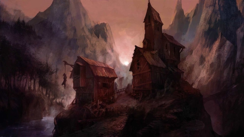 Castlevania, sky, built structure, video games, sunset, travel destinations, building, concept art, Castlevania: Mirror of Fate, beauty in nature, travel