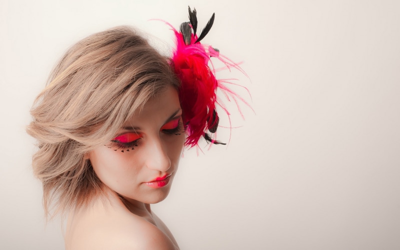 hair, indoors, studio shot, one person, hairstyle, 2K, make-up, adult, fashion model, beautiful woman, lipstick, beauty, headshot, closed eyes, women