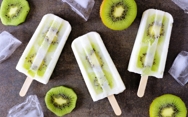 food, 2K, popsicle, still life, slice, wellbeing, food and drink, healthy eating, ice cubes, green color, kiwi (fruit), dairy product, high angle view