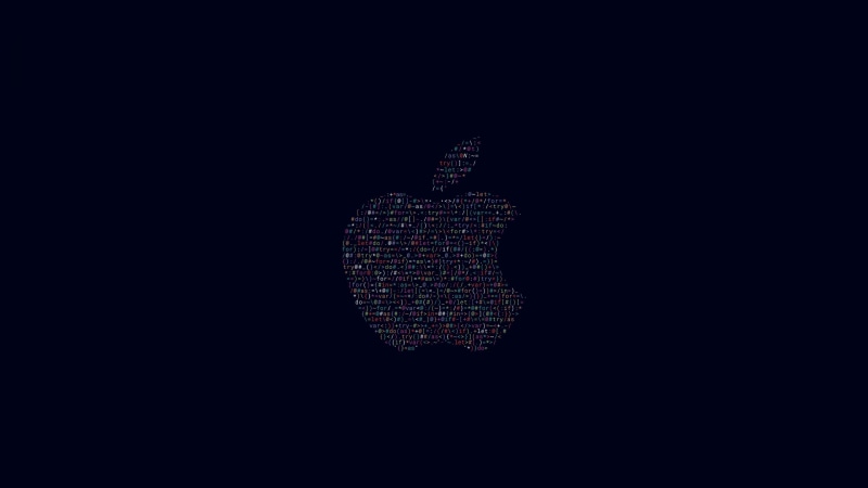 Black, Dark background, Apple, HD, Apple logo, 4K, 4K, Code, Minimal
