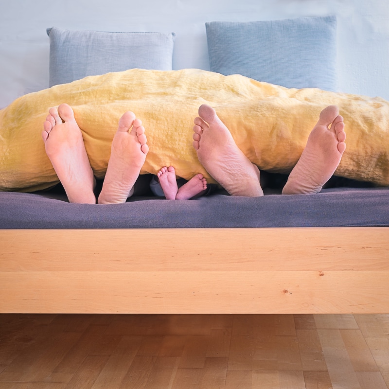 lying down, relaxation, love, hardwood floor, sleeping, child, people, barefoot, three, hiding, comfortable, human body part, blanket, 4K, brown, human foot