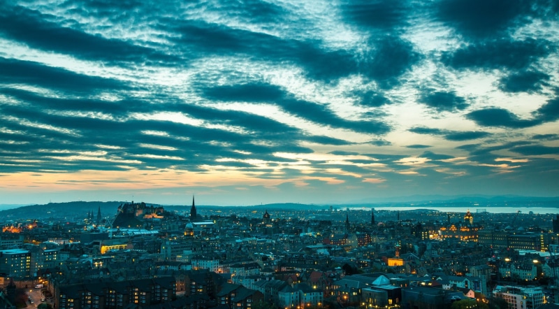 city, street, Edinburgh, clouds, UK, 1080P, Scotland, cityscape