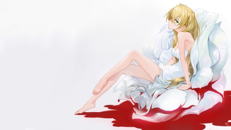 white, eyes, sensen, barefoot, blonde, blood, green eyes, green, flowers, kekkai sensen, kekkai, 1080P
