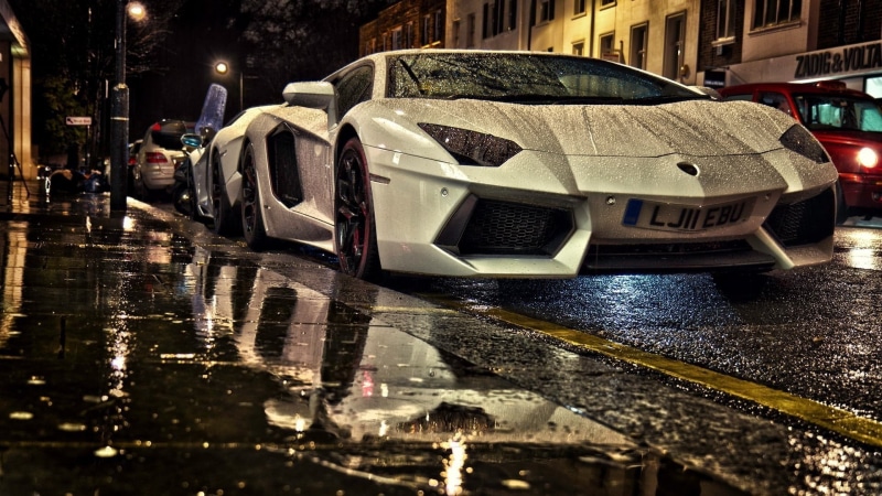 street, 1080P, car, built structure, city, reflection, no people, Lamborghini Aventador, transportation, nature, architecture, mode of transportation