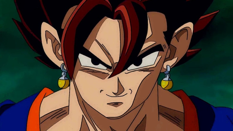 Vegito, red, Dragon Ball Super, close-up, outdoors, day, dragon, sunlight, ball, portrait, Dragon Ball, multi colored, human representation, art and craft