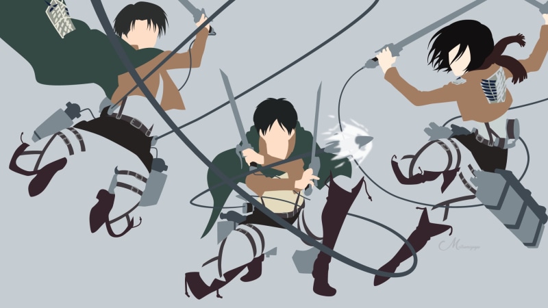 Anime, Attack On Titan, 1080P, Mikasa Ackerman, Eren Yeager, Levi Ackerman