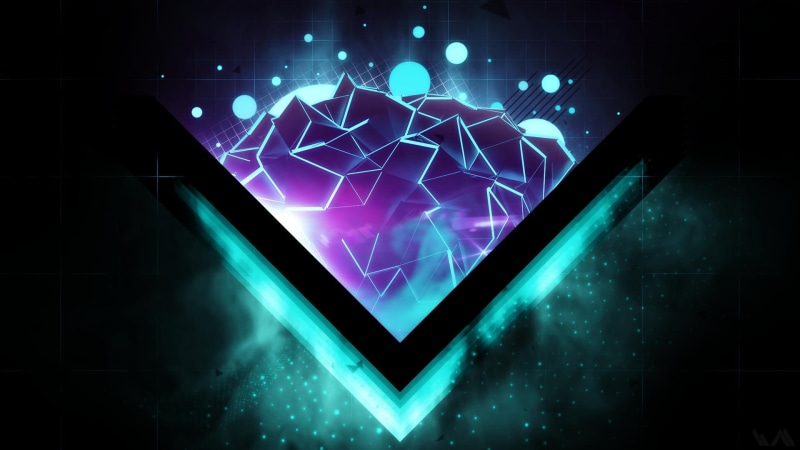 simplistic, 1080P, dark, triangles, circles, neon, angle, hd, purple, field, geometry, blue