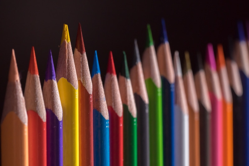 pencils, crayons, writing accessories, large group of objects, assorted, color, colors, macro, school, no people, studio shot, red, color series, order