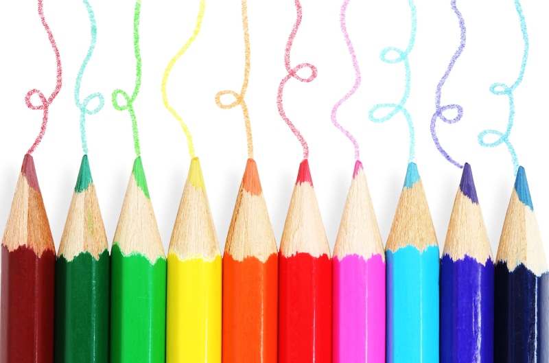 variety, crayon, blue, color Image, art, arrangement, assorted, art and craft, brown, color, macro, large group of objects, no People, yellow, drawing - Activity
