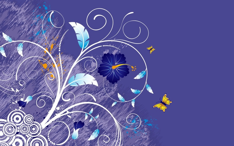 Flower, butterflies, Vector, Butterfly, flowers, 1080P, Background