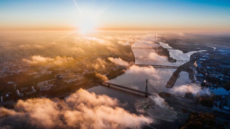 clouds, nature, daytime, aerial landscape, downtown, 5K, smoke - physical structure, rays of lights, environment, air pollution, cityscape, roads, built structure