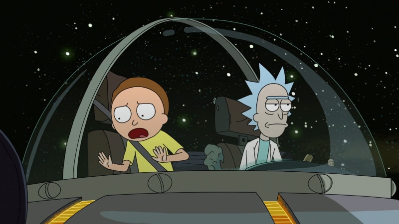 representation, emotion, nature, Rick and Morty, Adult Swim, human representation, star - space, motor vehicle, Morty Smith, women, car, two people, mode of transportation