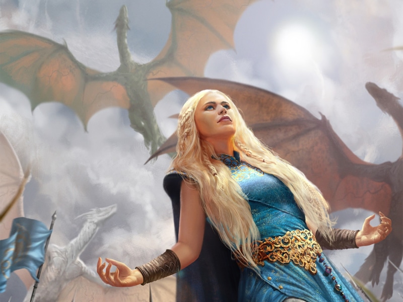young women, beautiful woman, one person, fashion, leisure activity, hair, blond hair, Daenerys Targaryen, blonde, lifestyles, women, artwork, dress, smiling