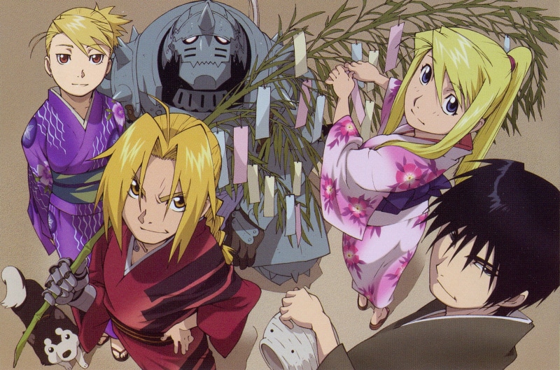 Rockbell Winry, Elric Alphonse, Full Metal Alchemist, anime, Roy Mustang, anime boys, Riza Hawkeye, Elric Edward, Japanese clothes, kimono, 1080P, anime