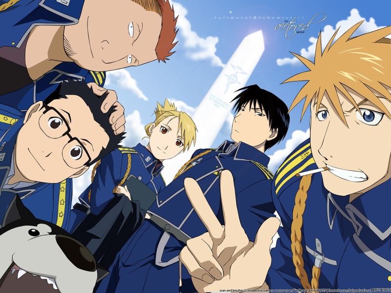 blue, Riza Hawkeye, communication, human representation, day, mask, representation, Full Metal Alchemist, anime, disguise, nature, shirt, sky, one person