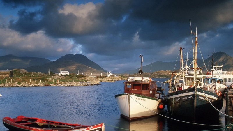 botes, puerto, 1080P, tormenta, nubes, en, boats