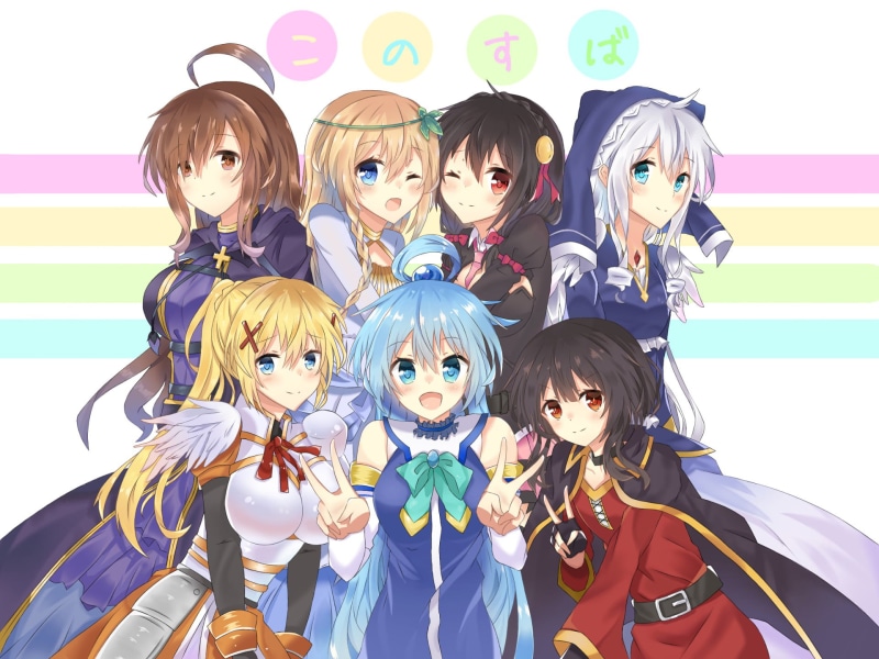 KonoSuba – God’s blessing on this wonderful world!!, hairstyle, still life, close-up, creativity, 1080P, Yunyun (KonoSuba), Megumin (KonoSuba), women