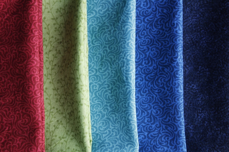 colour, color, industry, blue, close-up, multi colored, rolled up, full frame, choice, softness, five, pattern, for sale, material, assorted, 4K, curtain