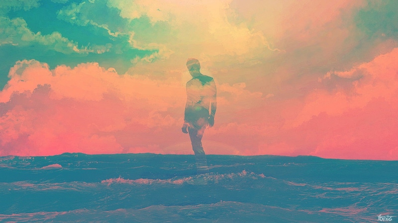 Tycho, sky, Tim Navis, summer, digital art, artwork, silhouette, 1080P, clouds