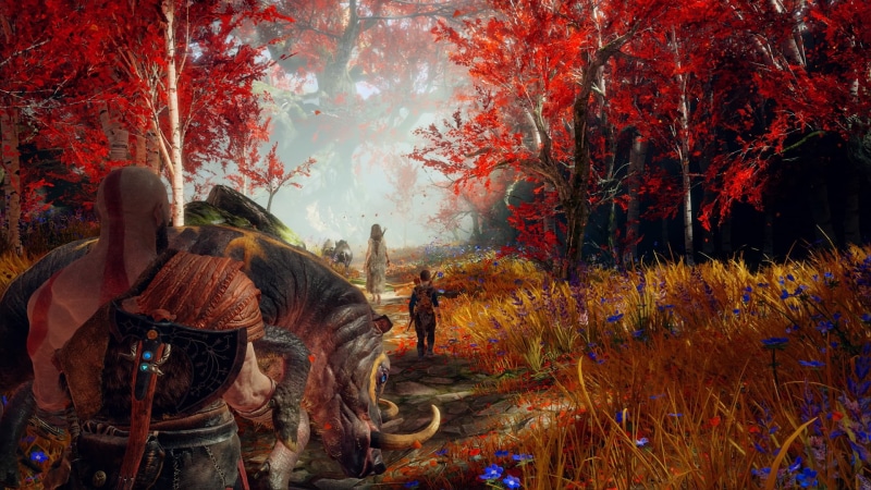 land, herbivorous, Atreus, God of War, autumn, working animal, riding, livestock, outdoors, vertebrate, domestic, animal wildlife, day, domestic animals