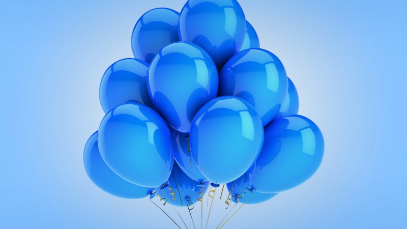 illustration, balloons, mid-air, close-up, celebration, helium balloon, no people, still life, luxury, blue, colored background, simple, indoors, nature