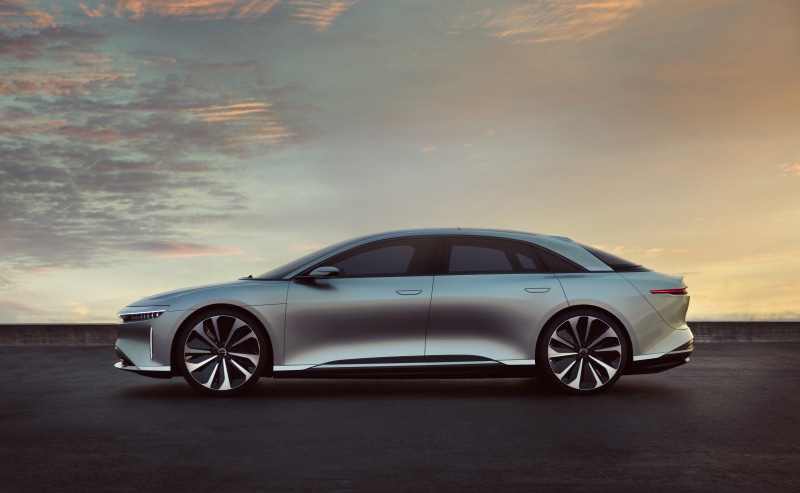 lucid air 4k   wide, wealth, nature, no people, speed, cloud - sky, tire, sky, blurred motion, car, sunset, land vehicle, 4K, transportation, sports car