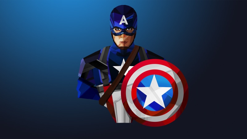 Captain, low, 2K, art, poly, America, Low-poly