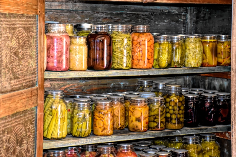 transparent, no people, canned food, spice, history, in a row, pickled food, canned goods, pioneer, food, 4K, retail, shelf, freshness, indoors, early america